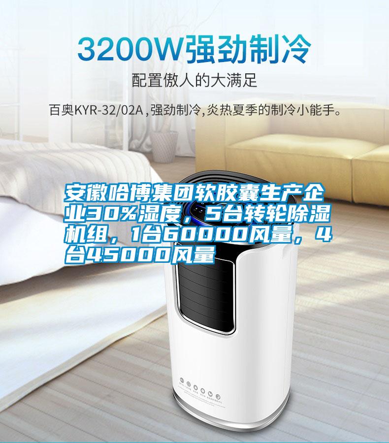 安徽哈博集團軟膠囊生產(chǎn)企業(yè)30%濕度，5臺轉(zhuǎn)輪除濕機組，1臺60000風(fēng)量，4臺45000風(fēng)量